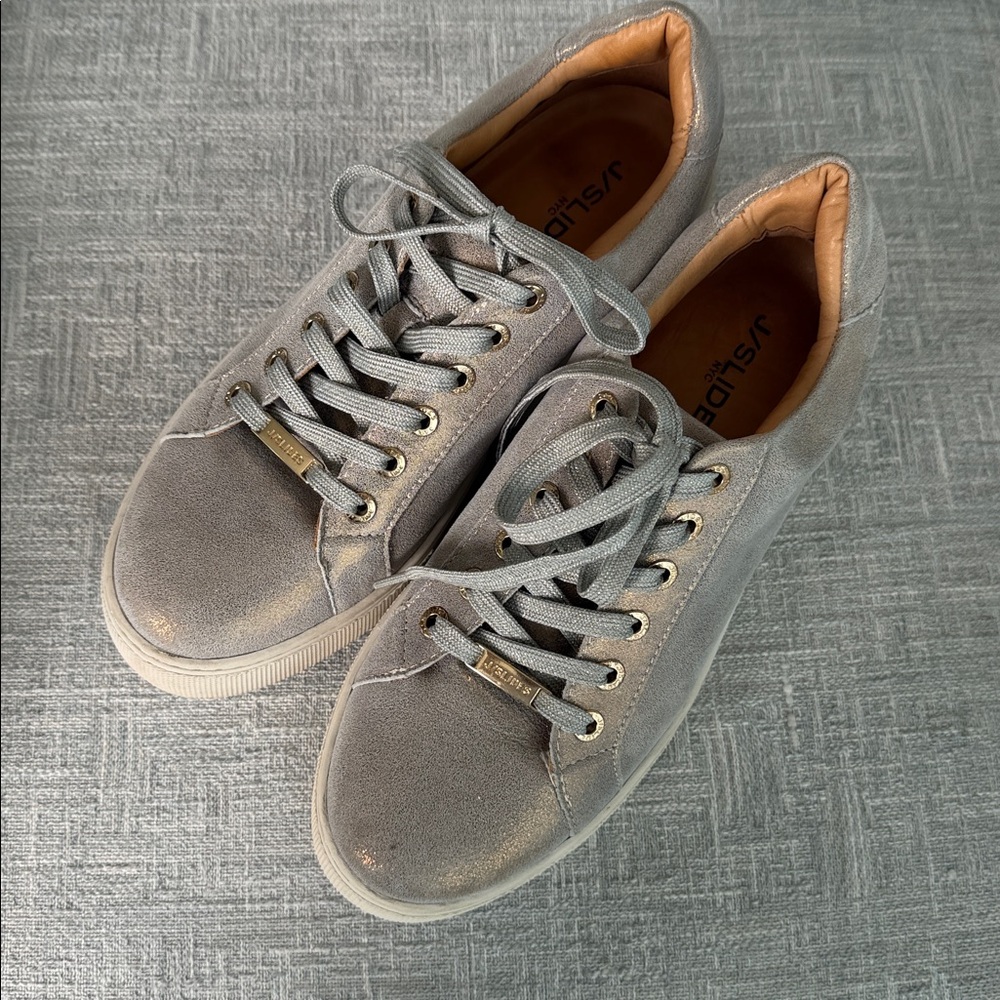 J/SLIDES MAYA Bronze Metallic Leather Sneaker 2" Platform